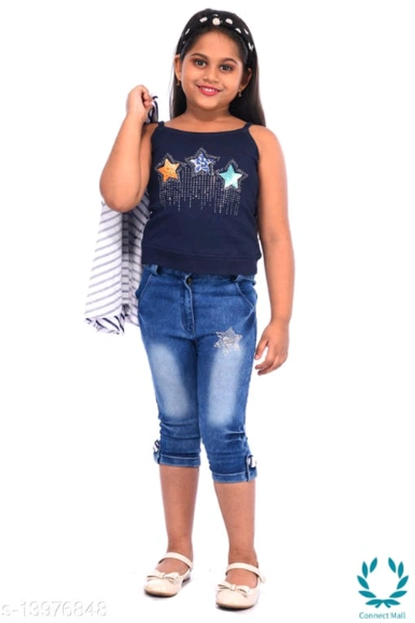 Pretty Stylish Girls Top Bottom Jacket Sets - 7-8 Years